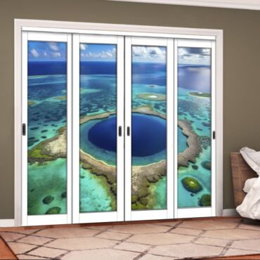 4 Leaf Handcrafted Bypass Sliding Closet Door Digital Printing HSSB- 2080