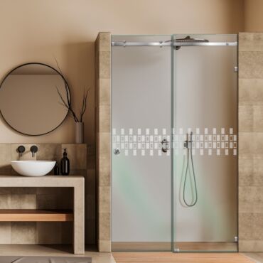 Frameless Sliding Glass Shower Door with Frosted Design FSGS - 0325