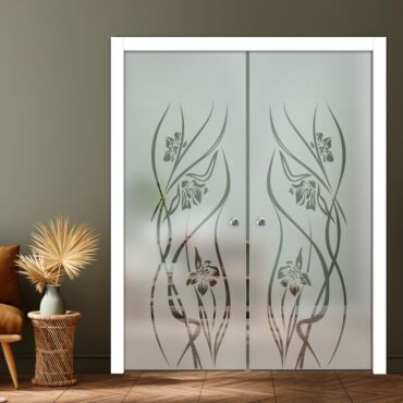 Double Pocket Sliding Glass Door with Frosted Design PSGD-0900