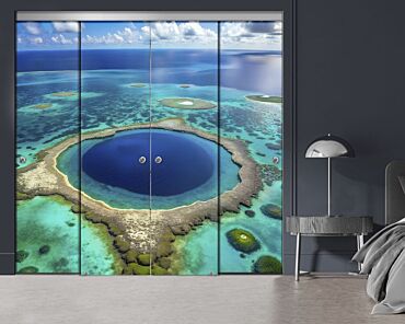 4 Panel Frameless Closet Glass Sliding Bypass Door With Digital Printing FSG4 - 2202