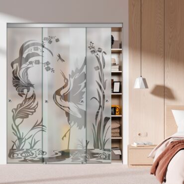 3 Panel Frameless Closet Glass Sliding Bypass Door Fsg3-1555