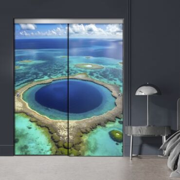 Frameless 2 Leaf Sliding Closet Bypass Digital Printing Glass Door with Hardware CGD - 2152