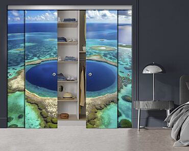 4 Panel Frameless Closet Glass Sliding Bypass Door With Digital Printing FSG4 - 2202