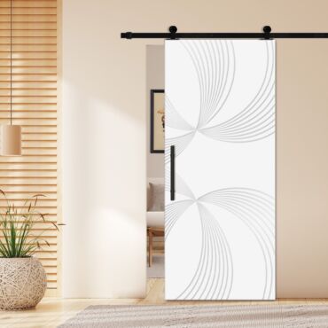 Flush Sliding Barn Door with CNC Engraving CCD-1267