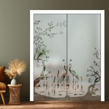 Double Pocket Sliding Glass Door with Frosted Design PSGD-0901