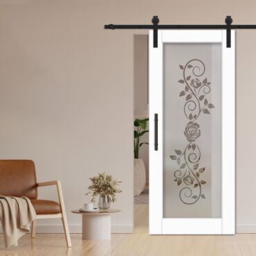 1 Lite Sliding Barn Door with Glass Insert WGD - 1325