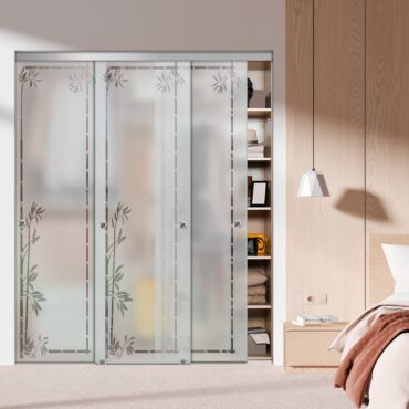 3 Panel Frameless Closet Glass Sliding Bypass Door Fsg3-1556