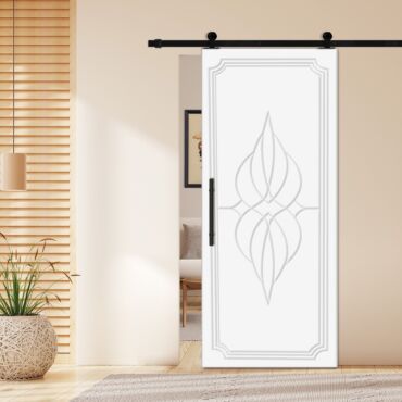 Flush Sliding Barn Door with CNC Engraving CCD-1268