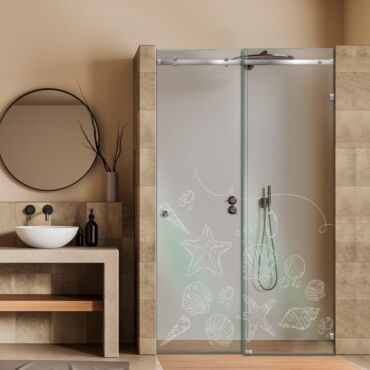 Frameless Sliding Glass Shower Door with Frosted Design FSGS - 0326