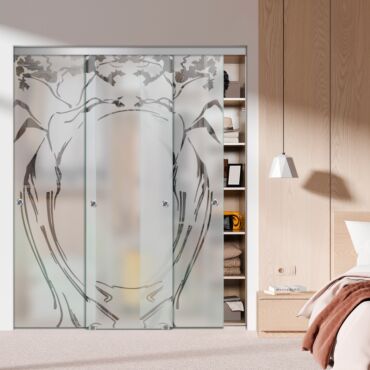 3 Panel Frameless Closet Glass Sliding Bypass Door Fsg3-1557