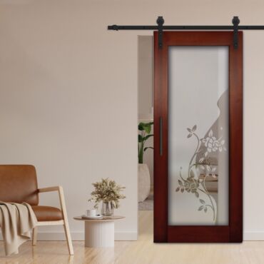 1 Lite Sliding Barn Door with Glass Insert WGD - 1327