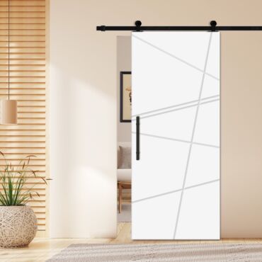 Flush Sliding Barn Door with CNC Engraving CCD-1269