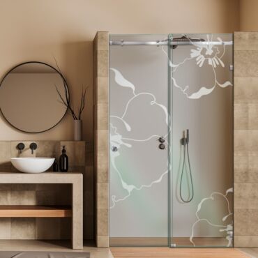 Frameless Sliding Glass Shower Door with Frosted Design FSGS - 0327