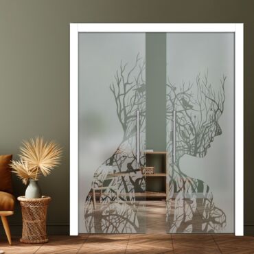 Double Pocket Sliding Glass Door with Frosted Design PSGD-0904