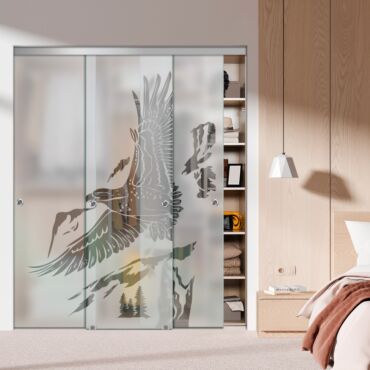 3 Panel Frameless Closet Glass Sliding Bypass Door Fsg3-1558