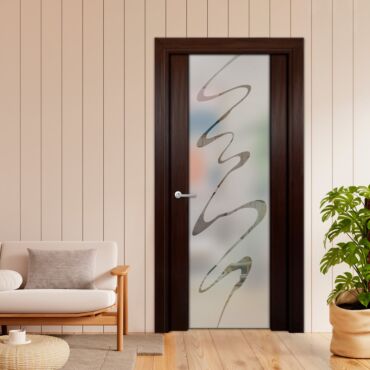 Solid Wood Hinged Door with Glass Insert HWDI-1859
