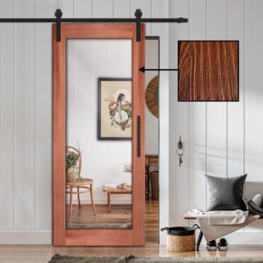 Wire Brushed Pattern Mirror Sliding Barn Door SD-0265