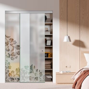 Frameless 2 Leaf Sliding Closet Bypass Glass Door with Hardware CGD - 0276