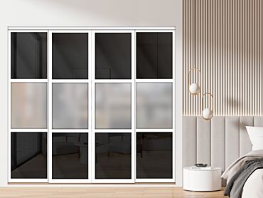 3 Panel Closet Door with Frosted & Black Painted Glass Insert SD-1805