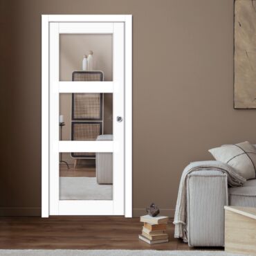 3-Panel pocket door design with 1 or 2-mirror insert PWGD - 0771