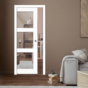 3-Panel pocket door design with 1 or 2-mirror insert PWGD - 0771