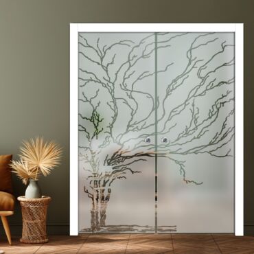 Double Pocket Sliding Glass Door with Frosted Design PSGD-0877