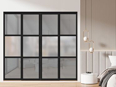 3 Panel Closet Door with Frosted & Slate Mine Painted Glass Insert SD-1807