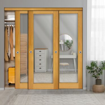 3 Leaf Premium Line Bypass Sliding Closet Door with Mirror Insert SD-0297