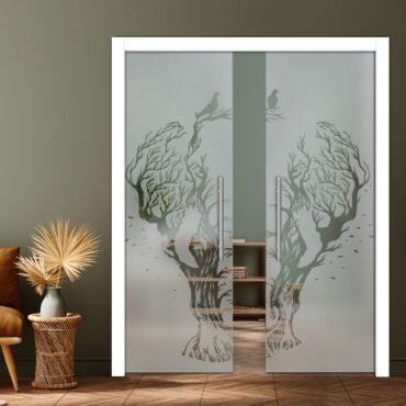 Double Pocket Sliding Glass Door with Frosted Design PSGD-0905