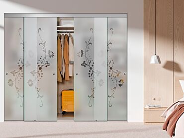 4 Panel Frameless Closet Glass Sliding Bypass Door Fsg4-1588