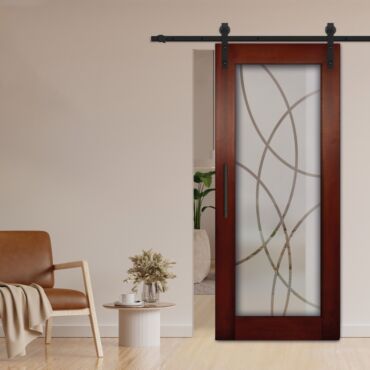 1 Lite Sliding Barn Door with Glass Insert WGD - 1329