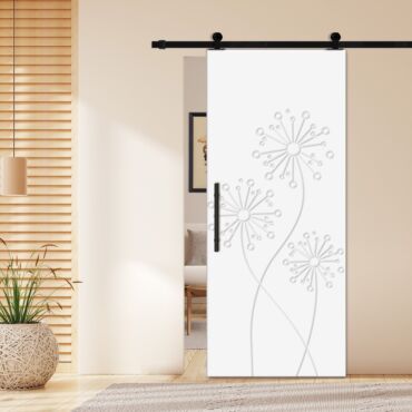 Flush Sliding Barn Door with CNC Engraving CCD-1271