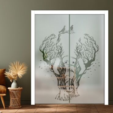 Double Pocket Sliding Glass Door with Frosted Design PSGD-0905