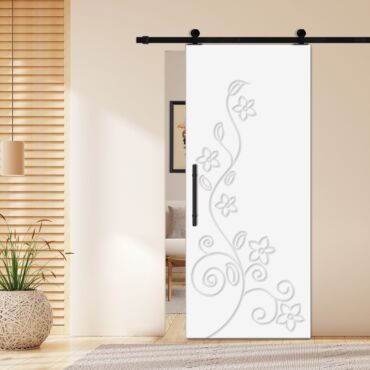 Flush Sliding Barn Door with CNC Engraving CCD-1272