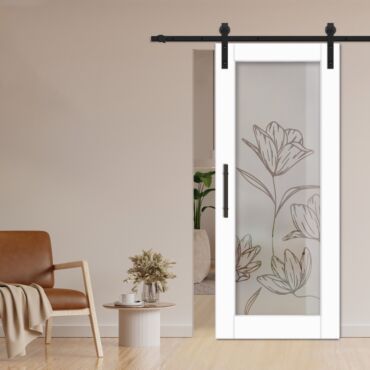 1 Lite Sliding Barn Door with Glass Insert WGD - 1332