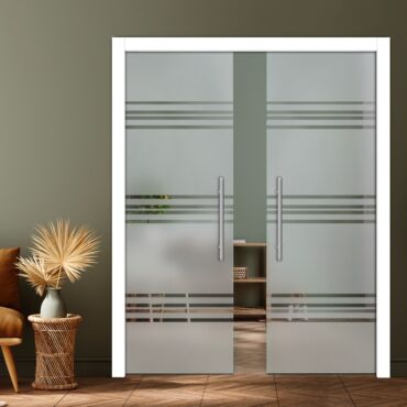 Double Pocket Sliding Glass Door with Frosted Design PSGD-0909