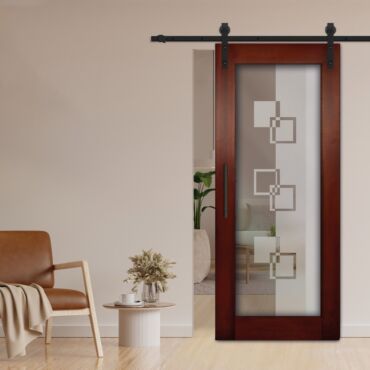 1 Lite Sliding Barn Door with Glass Insert WGD - 1333