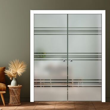 Double Pocket Sliding Glass Door with Frosted Design PSGD-0909