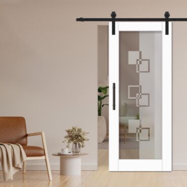 1 Lite Sliding Barn Door with Glass Insert WGD - 1333