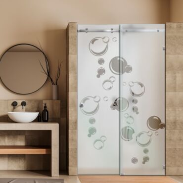 Frameless Sliding Glass Shower Door with Frosted Design FSGS - 0334