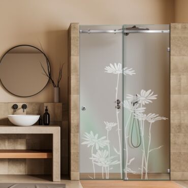 Frameless Sliding Glass Shower Door with Frosted Design FSGS - 0335