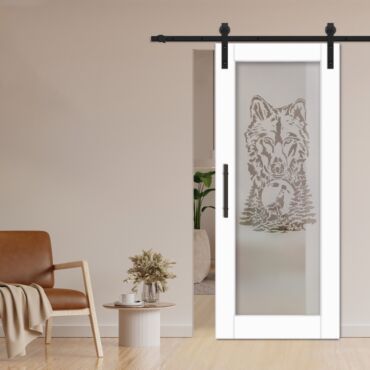 1 Lite Sliding Barn Door with Glass Insert WGD - 1335