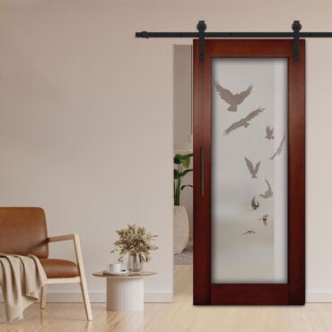 1 Lite Sliding Barn Door with Glass Insert WGD - 1336