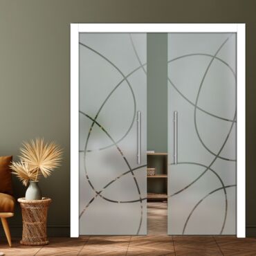 Double Pocket Sliding Glass Door with Frosted Design PSGD-0913