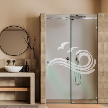 Frameless Sliding Glass Shower Door with Frosted Design FSGS - 0337