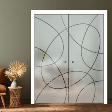 Double Pocket Sliding Glass Door with Frosted Design PSGD-0913