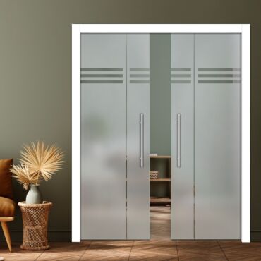 Double Pocket Sliding Glass Door with Frosted Design PSGD-0914