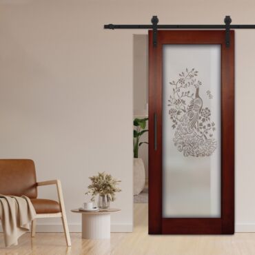 1 Lite Sliding Barn Door with Glass Insert WGD - 1338