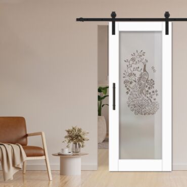 1 Lite Sliding Barn Door with Glass Insert WGD - 1338