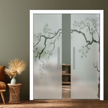 Double Pocket Sliding Glass Door with Frosted Design PSGD-0878